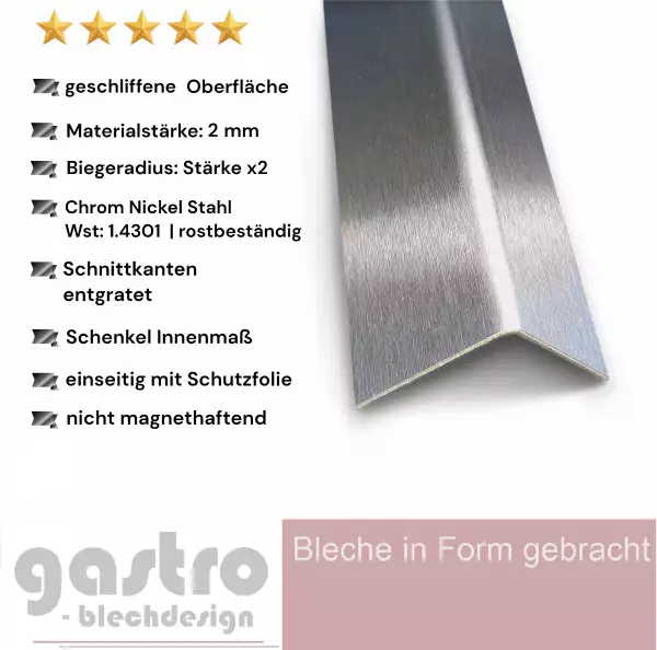 Edelstahl Kantenschutz Winkel geschliffen Kantenschutz